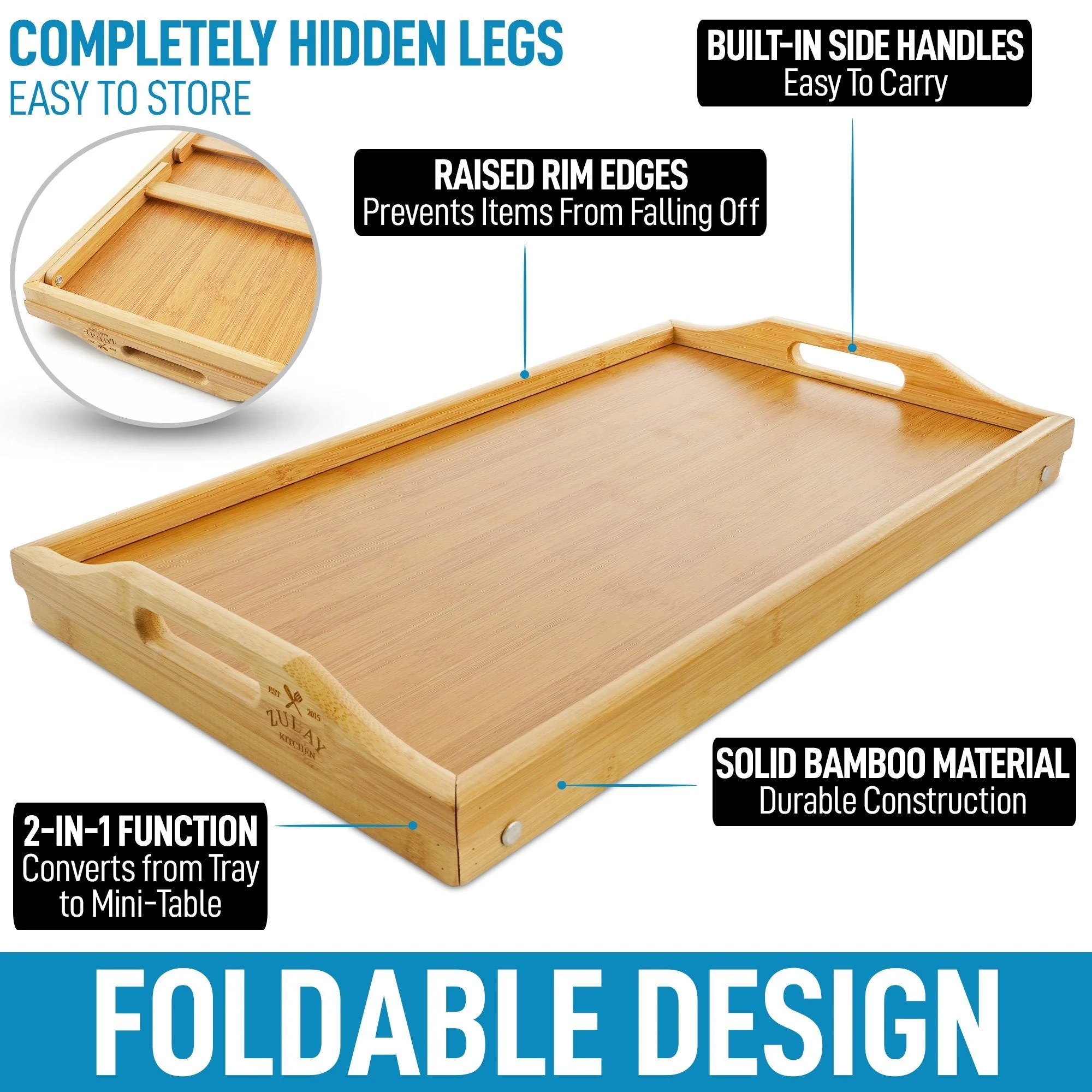 Bamboo Breakfast Bed Tray - Image 3