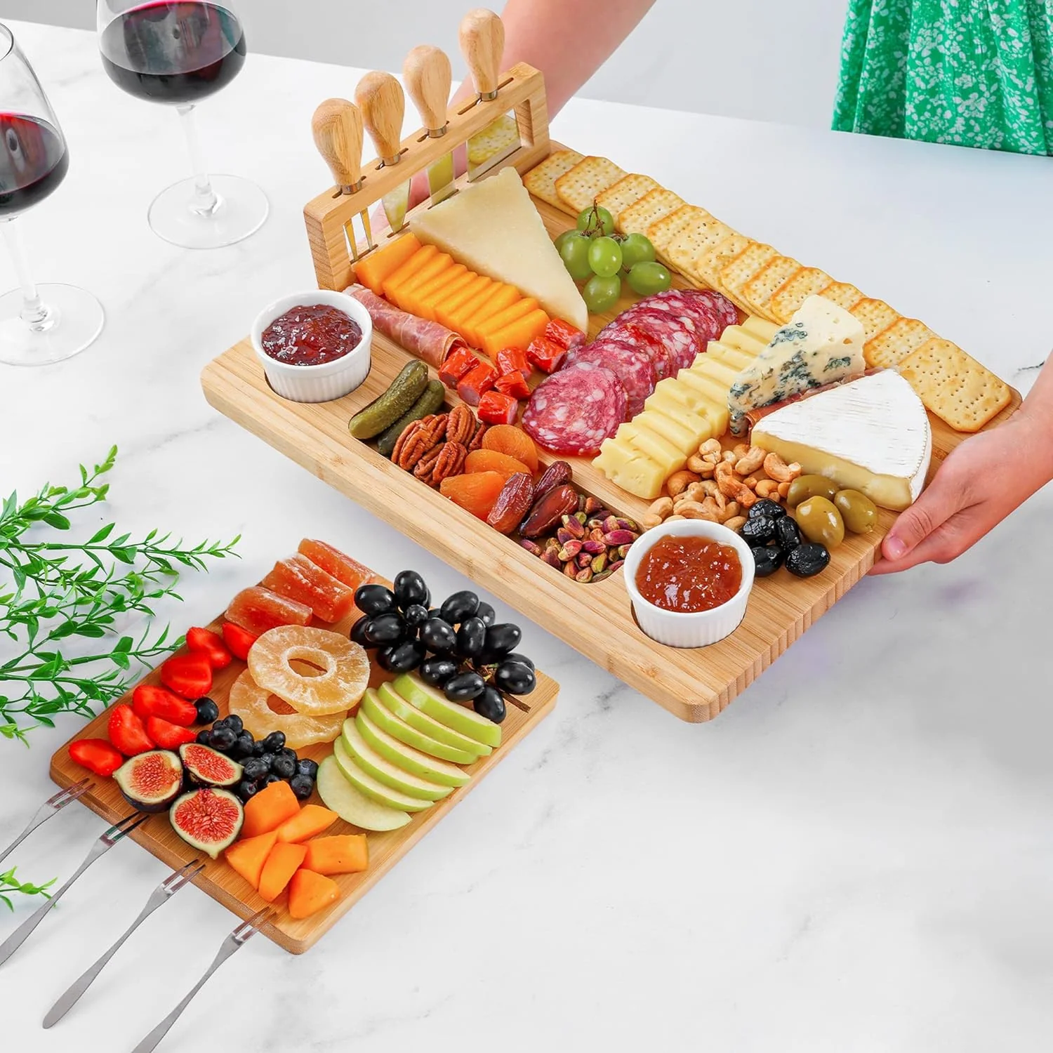 Bamboo Cheese Board Set - Image 3
