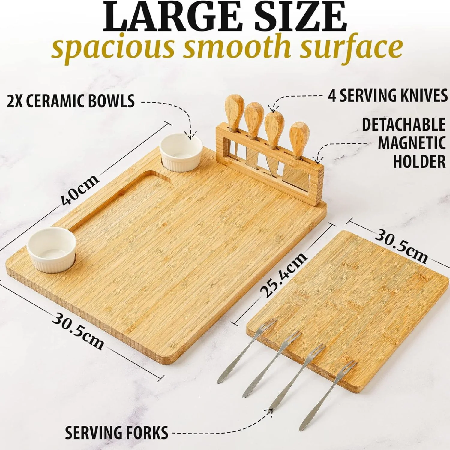 Bamboo Cheese Board Set - Image 4