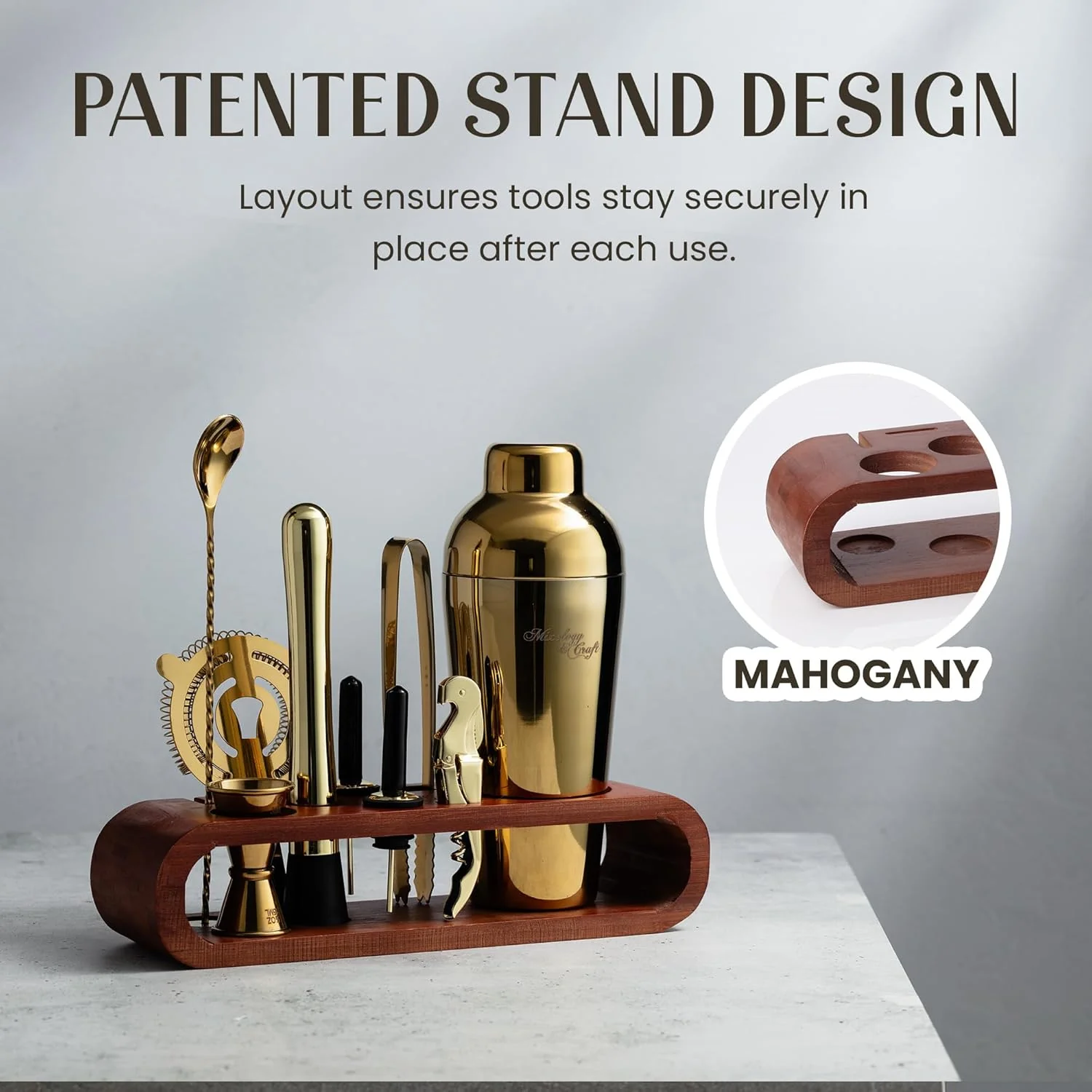 Bartender Kit with Oval Wood Stand | 10-Piece - Image 6