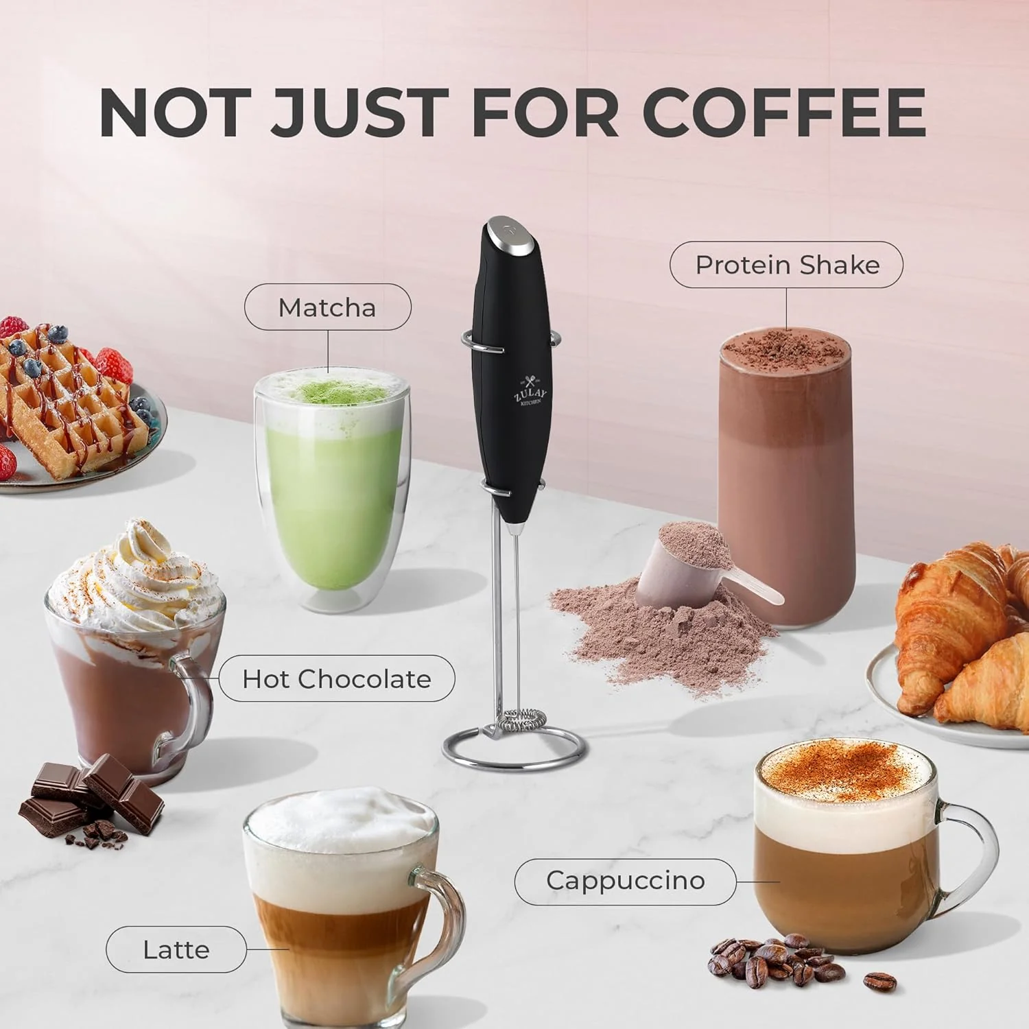 Zulay Kitchen Milk Frother With Stand - Image 3